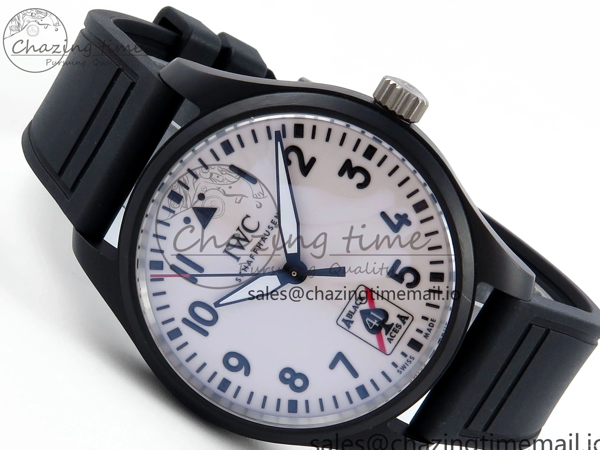 MIROTIME 0307 TravelReady Pilot IW326905 Black Aces M+F 1:1 Best Edition White Dial on Black Rubber Strap MY 7000